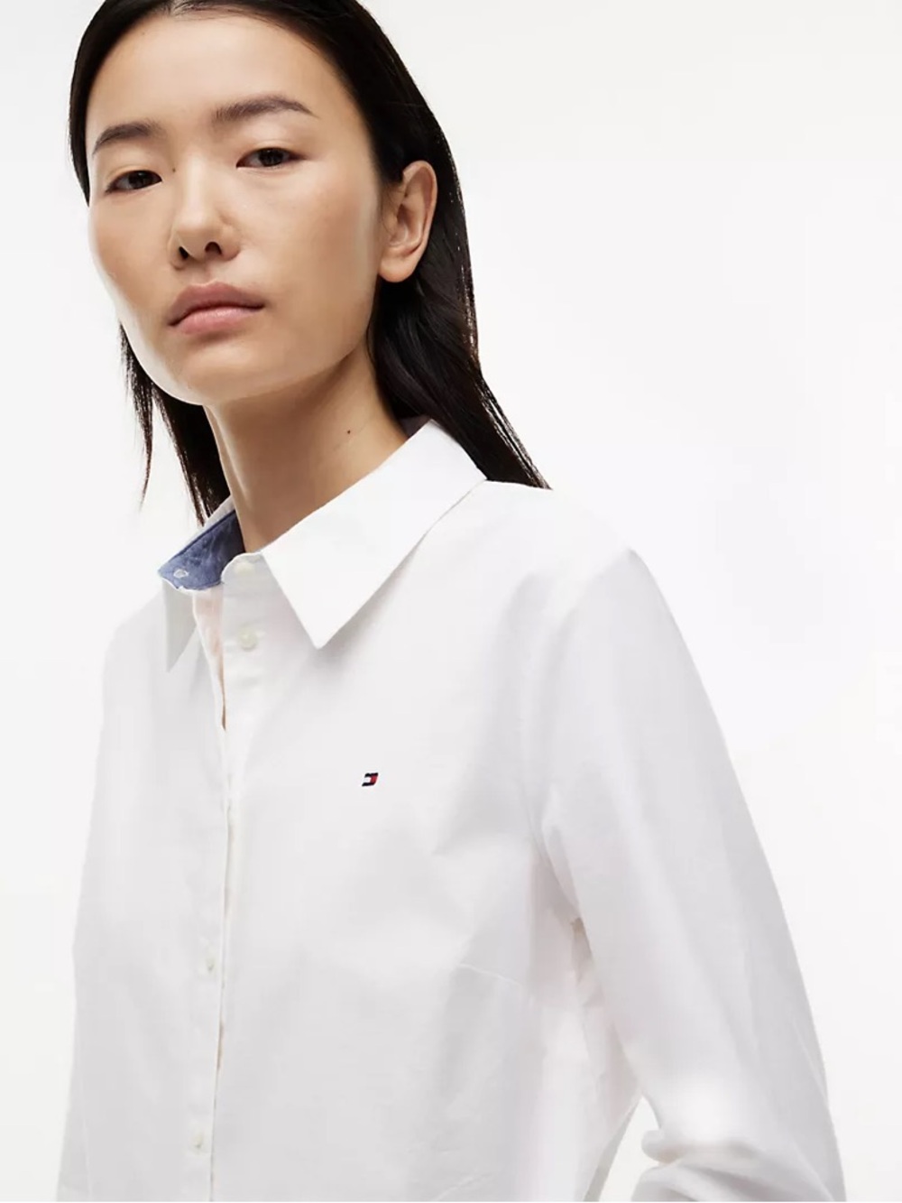 Tommy Hilfiger White Button-Up with Flag Logo S